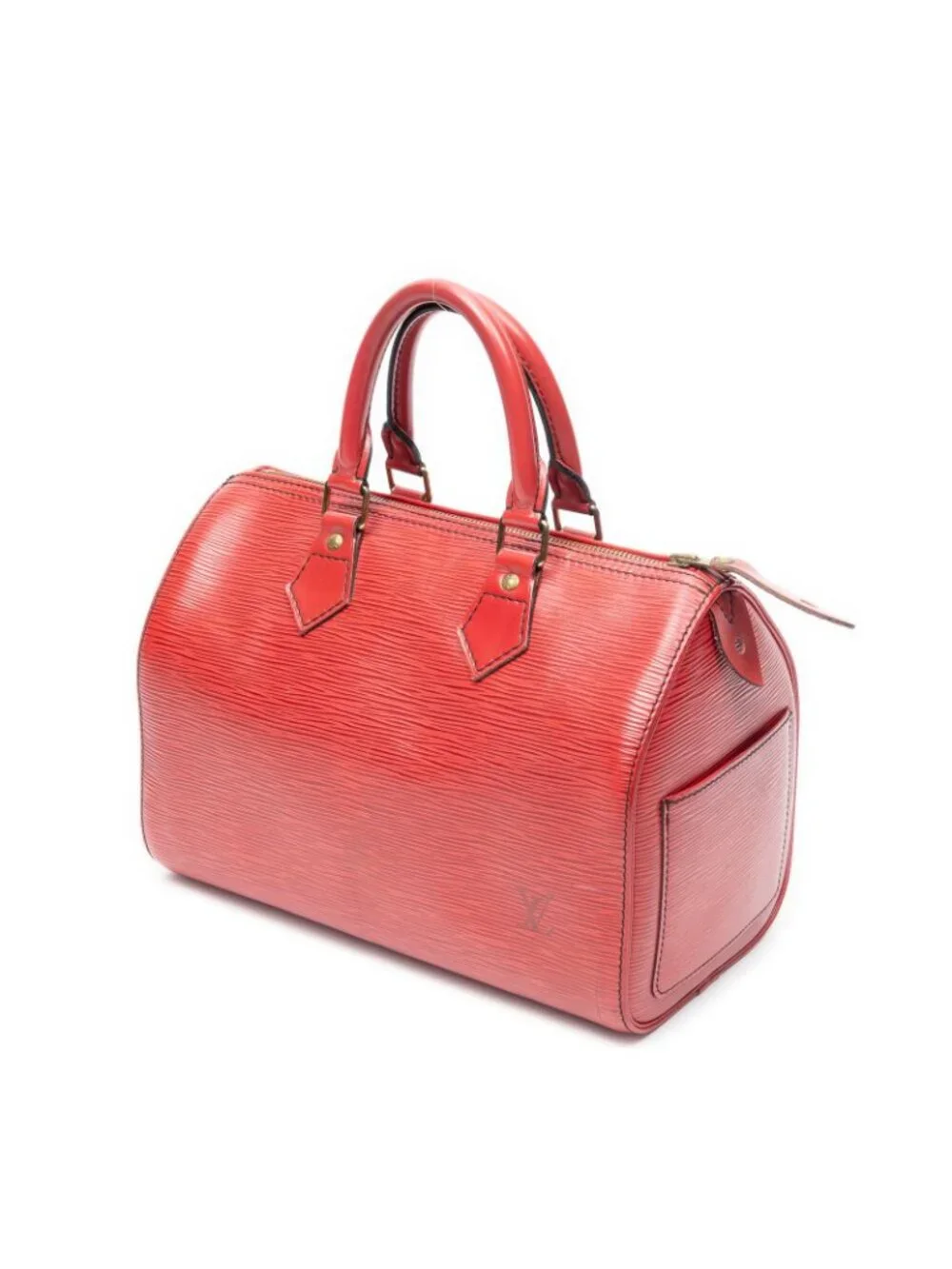 Louis Vuitton Speedy Black Stitch Red Epi Handbag